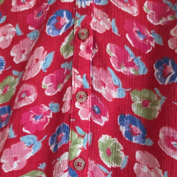 EUC Pilcro Anthropologie XL Red Floral Blouse - Picture 2 of 6